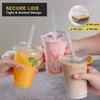 VITEVER [100 Sets - 24oz] Plastic Cups with Lids and Straws, Disposable Cups for Iced Coffee, Smoothie, Milkshake, Cold Drinks - Clear view 4