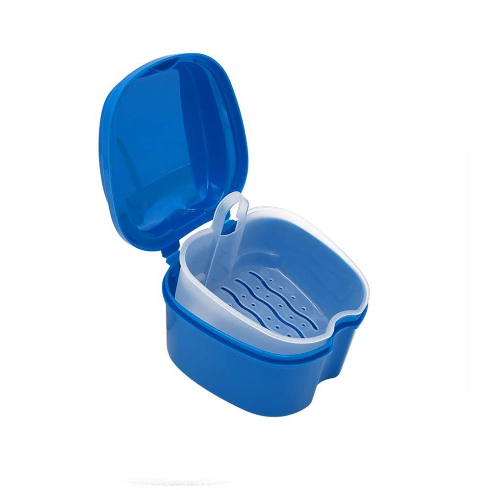 Dental Denture Case, Denture Box with Strainer Cleaner Denture Bath Box for Retainer, False Teeth, and Denture Cleaning