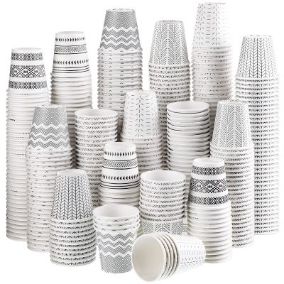 600 Pack Disposable 3 oz Paper Cups, Mouthwash Small Tasting Cups Bathroom Paper Coffee Cold Beverage Drinking Cup for Picnic, BBQ, Party, Travel and Event (Stylish)