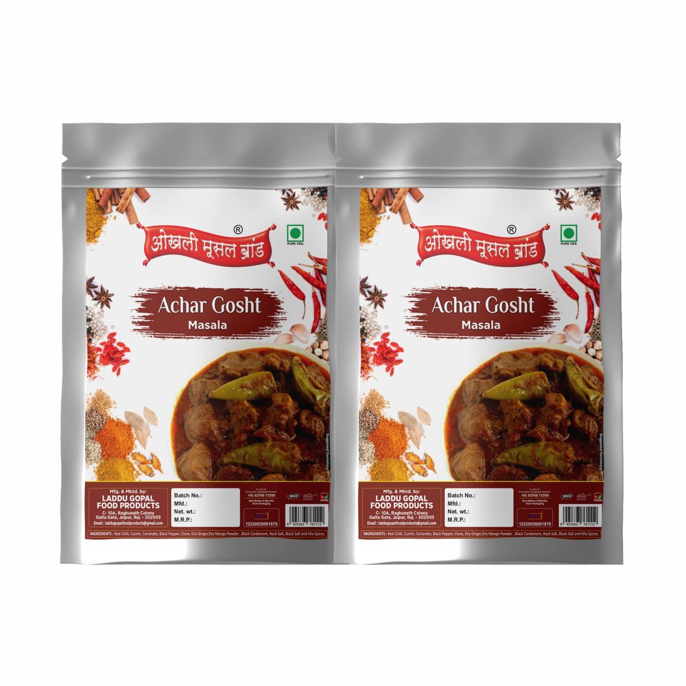 Achar Gosht Masala Zaikedar Natural & Fresh - 300gm(pack of 2x 150gm)|Tasty And Delicious|Natural Spices|No Preservatives|Ready To Mix Masala-Nawabi Achaari spicy Lamb/Mutton curry|Whole Spices Blen