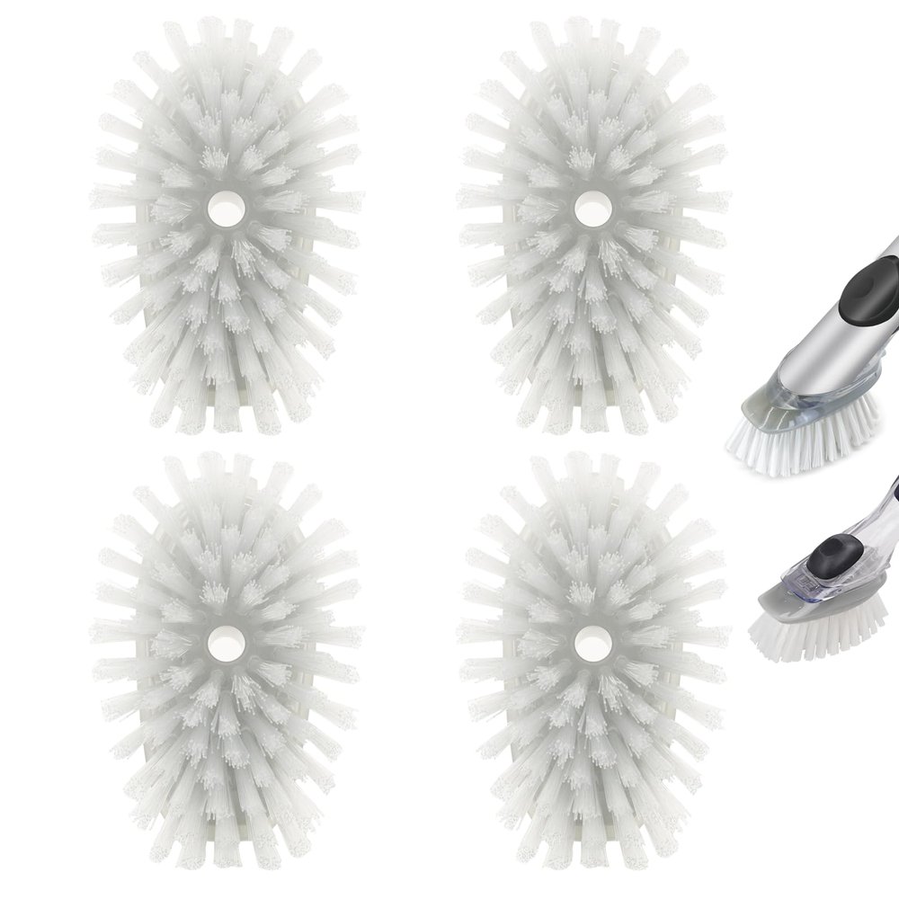 Brush Refills for OXO Dish Brush - 4 Pack Dish Brush Cleaning Soap Dispensing Head Replacement for Scrubber(Grey)