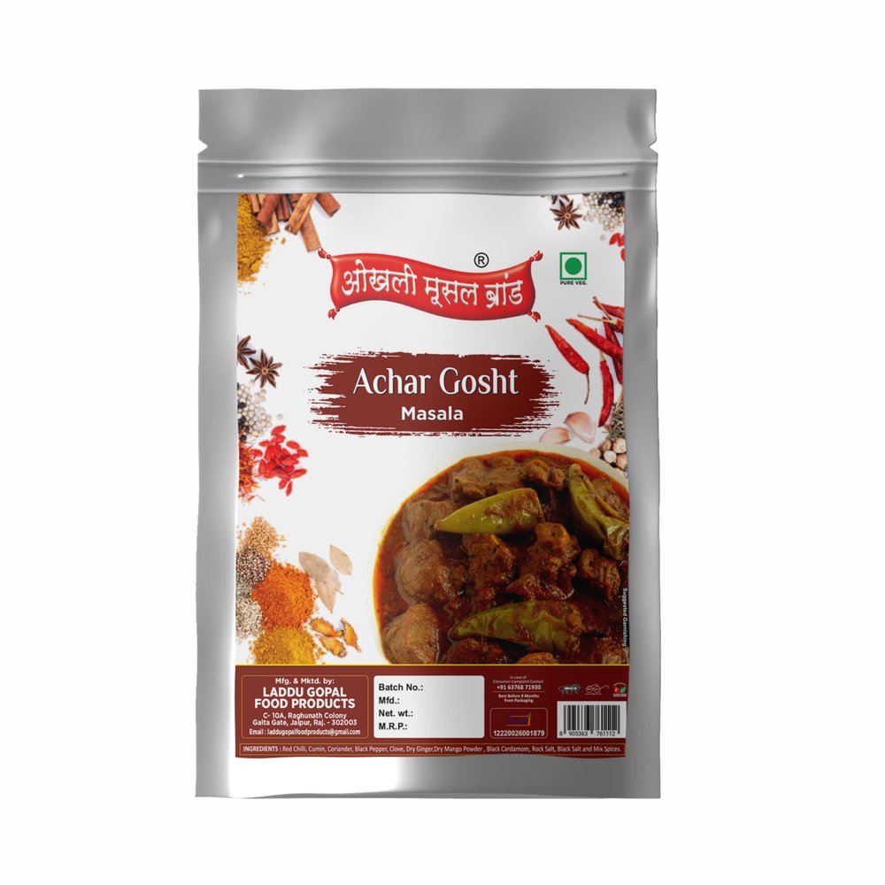 Achar Gosht Masala Zaikedar Natural & Fresh - 150gm|Tasty And Delicious|Natural Spices|No Preservatives|Ready To Mix Masala-Nawabi Achaari spicy Lamb/Mutton curry|Whole Spices Blend With Authentic T