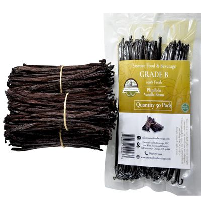 50 Vanilla Beans Grade B for Making Vanilla Extract, Vanilla Beans for Extract Grade 4-5 inches, Perfect for Homemade, baking and cooking. (50 Vanilla)