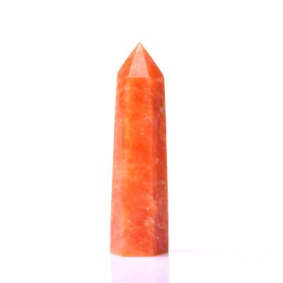 1pc Natural Crystal Stone Quartz Tower Orange Wand Ornament Home Decor Stone,Sunstone,50-60mm
