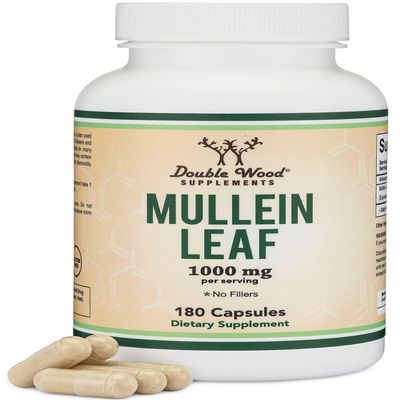 Double Wood Supplements Mullein Leaf Capsules 10,000 mg Strength, 180 Vegan Capsules with No Fillers, Supports Lung & Respiratory Health