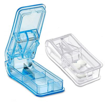 2 Pcs Professional Pill Cutter - for Cutting Small or Large Pill in Half - Blue and White