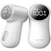 GAIATOP Fabric Shaver Rechargeable Lint Remover 3 Speeds Sweater Defuzzer, Cute Digital Screen Large Storage 6-Leaf Blades, Fuzz Pills Bobbles Trimmer for Clothes Furniture Bedclothes White 1 pcs view 1