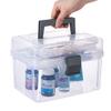 MyGift 10 Inch Premium Clear First Aid Kit Bin with Detachable Tray and Gray Top Handle, Portable Emergency Kit, Medical Supply Travel Tote, Medicine Storage Box Container view 1