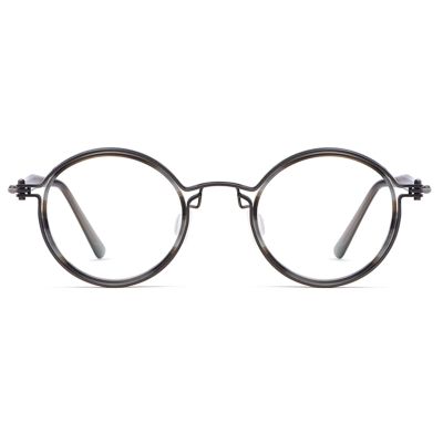 Retro Round Reading Glasses,Blue Light Blocking Computer Reader for Men Women (Color : Gray, Size : 1.75+)