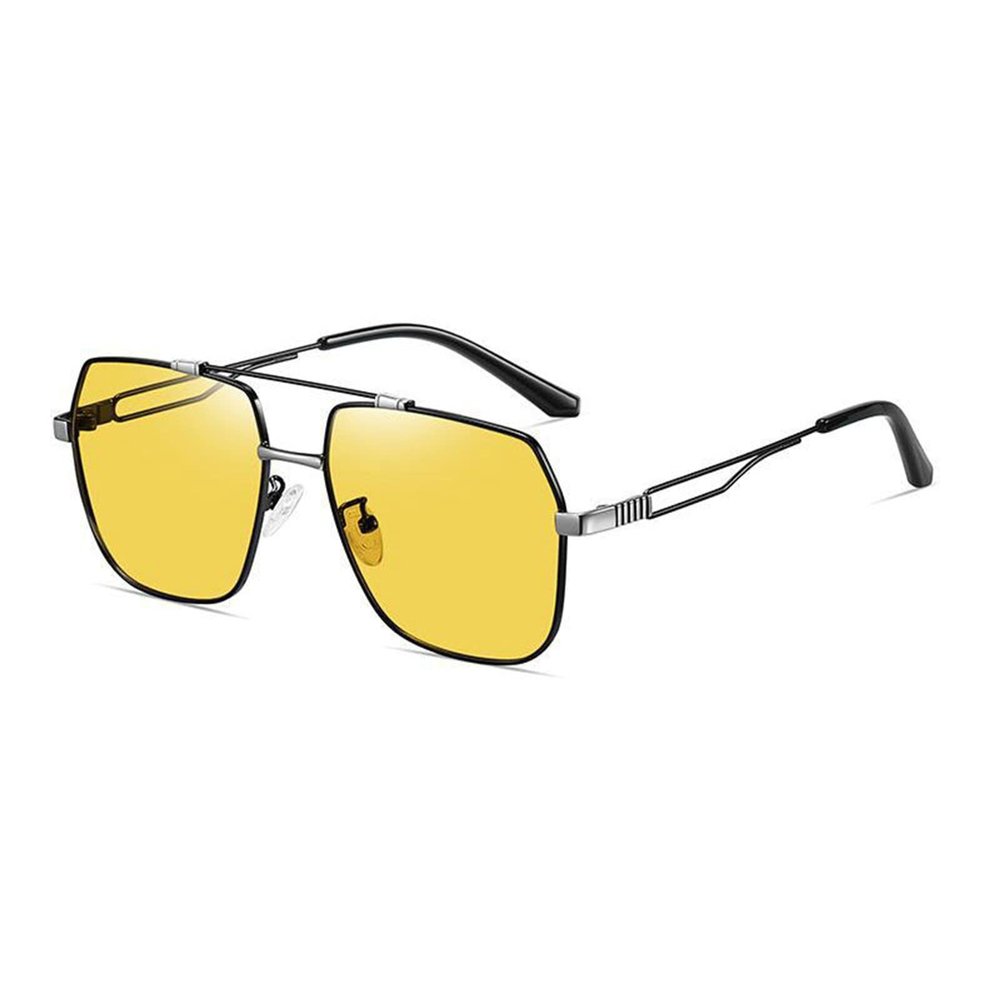Full lens Polarized Reading Sunglasses for Men Driving Running Sports Square Night Vision Reader Sun Glasses Anti Glare. (black yellow, 3.25, multiplier_x)