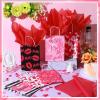 24 Pcs Valentines Day Gift Bag Valentines Kraft Paper Bags with Red Tissue Paper Heart Shaped Treat Goodies Bag Wrapping for Wedding Holiday Party Favor Decorations Kids Classroom Exchange Prizes view 2