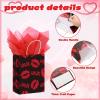 24 Pcs Valentines Day Gift Bag Valentines Kraft Paper Bags with Red Tissue Paper Heart Shaped Treat Goodies Bag Wrapping for Wedding Holiday Party Favor Decorations Kids Classroom Exchange Prizes view 3
