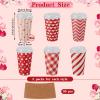 Sosation 90 Pcs/ 30 Set Valentine's Day Coffee Paper Cups with Lids and Sleeves 16 oz Disposable Hot Cocoa Cups Valentines Pink Paper Beverage Tumbler for Hot Chocolate Bar Accessories, 6 Styles view 2