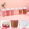 Sosation 90 Pcs/ 30 Set Valentine's Day Coffee Paper Cups with Lids and Sleeves 16 oz Disposable Hot Cocoa Cups Valentines Pink Paper Beverage Tumbler for Hot Chocolate Bar Accessories, 6 Styles view 3