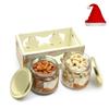 Jaiccha Ghasitaram Christmas Gifts White Wooden Tray of 2 Jars of Cashews and Almonds view 1