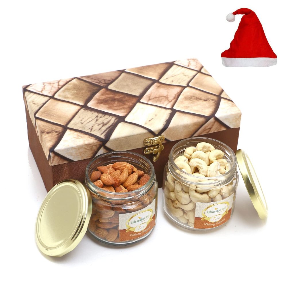 Jaiccha Ghasitaram Christmas Gifts Miracle Box of 2 Jars of Cashews and Almonds