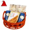 Jaiccha Ghasitaram Christmas Gifts Orange Jute Basket of assortments with Milk Cake view 1