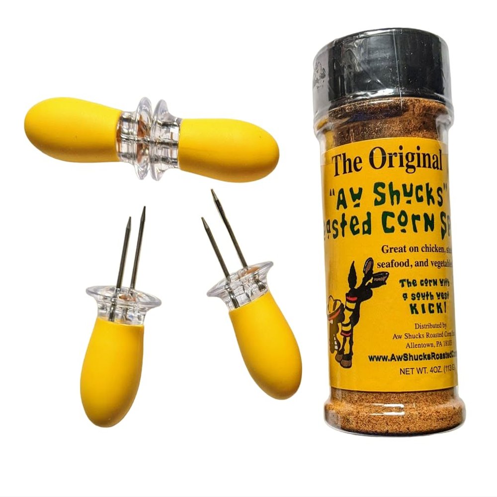 Awshucks Roasted Southwest Corn Seasoning and 2 Pair of Corn Holders