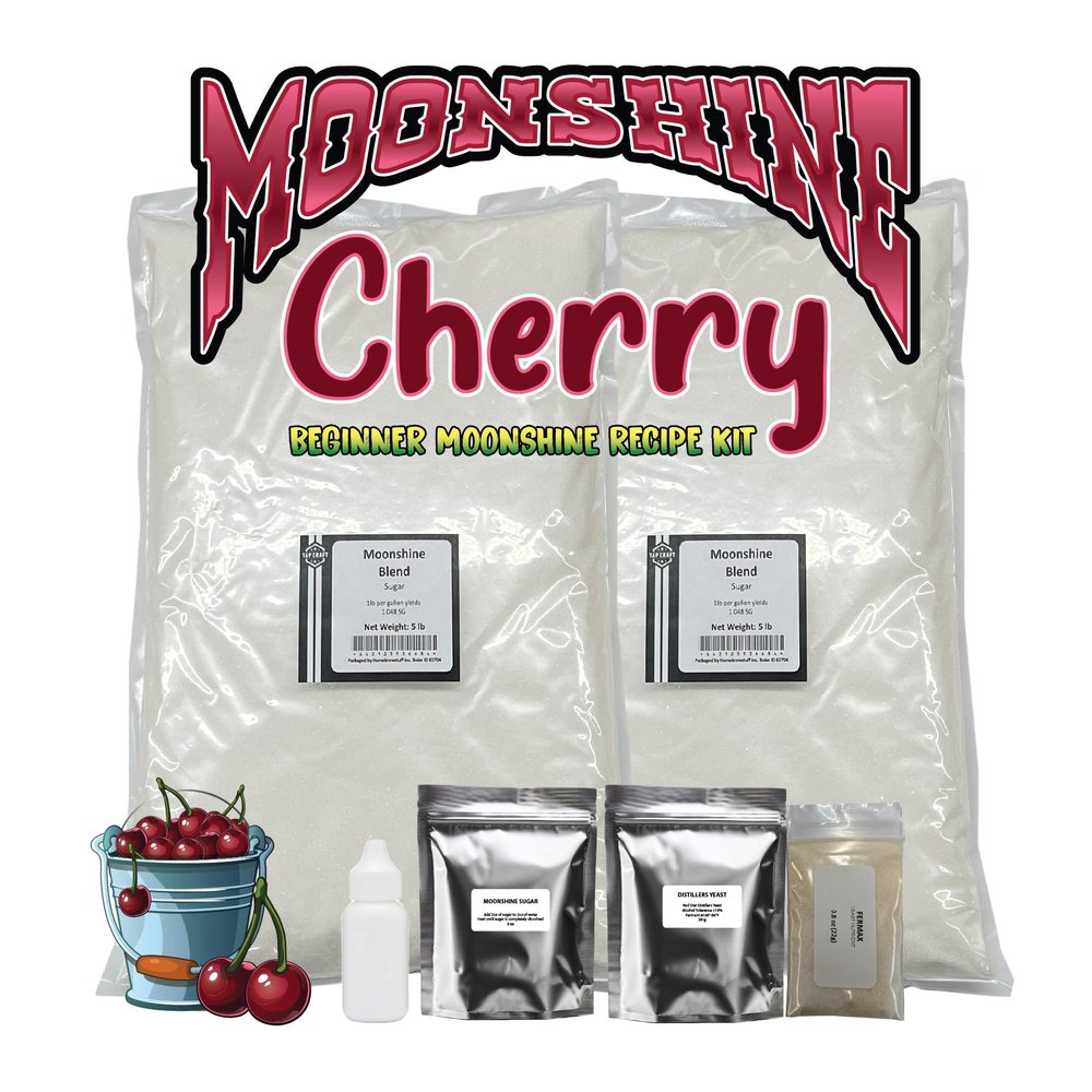TAPCRAFT Beginner Cherry Moonshine Recipe Kit Huckleberry Flavored Fermentation Base with Natural Flavoring, Yeast, Nutrient & Instructions, DIY Home Brewing Distilling Recipe Kit