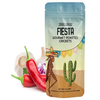 Tricky Cricky Edible Flavored Cricket Snacks for Humans - USA Grown - Unique & Healthy Gourmet Snacks for Adults - High Protein, Low Carb, Low Calorie Dried Edible Bugs for People - Taco Fiesta - 1 Oz