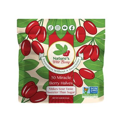 Nature's Wild Berry Miracle Berries  50 Flavor-Changing Berry Halves | Resealable Refill Pack | Freeze-Dried in USA | Turn Sour to Sweet | As Seen on Shark Tank | Magic Fruit for Taste Transformation