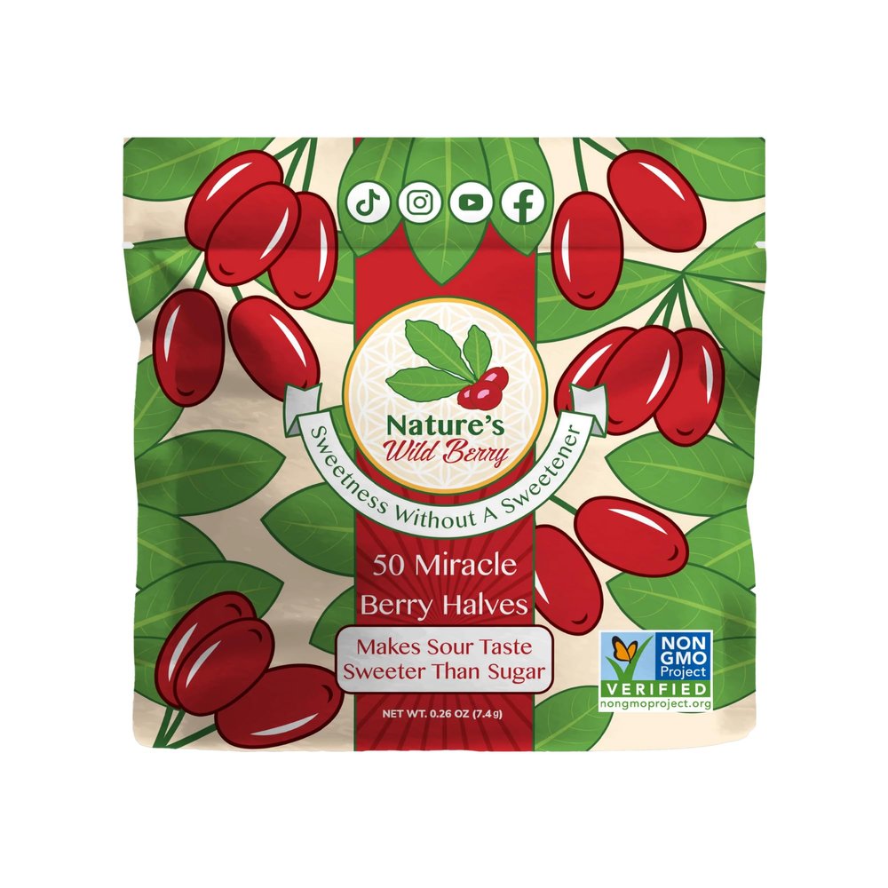 Nature's Wild Berry Miracle Berries 50 Flavor-Changing Berry Halves | Resealable Refill Pack | Freeze-Dried in USA | Turn Sour to Sweet | As Seen on Shark Tank | Magic Fruit for Taste Transformation