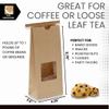 1 Pound Kraft Paper Tin Tie Coffee/Tea Bags With Window - Great for Pastries, Candy, and Bakery Packaging (100) view 2