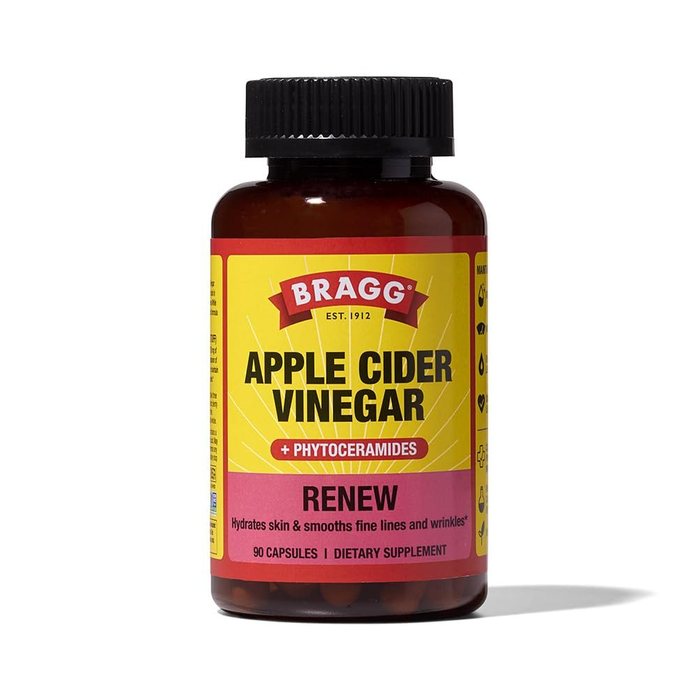 Bragg Renew Apple Cider Vinegar Capsules with Phytoceramides - 90 Capsules - Maintains Healthy Skin and Promotes Hydration