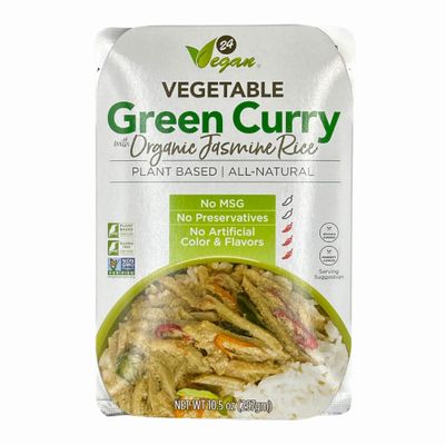 24Vegan Organic Thai Green Curry with Jasmine Rice, Vegan Thai Curry, Non-GMO, No MSG, Gluten-Free, Instant Curry Meal, Just Heat & Eat - Pack of 1