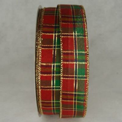 Ribbons Perfect Supplies for Tartan Plaid Christmas Ribbon 1 1/2" Wired 5 Yards #04040017 Red Green Combo for Crafts, Hair Bows, Gift Wrapping, Wedding Party Decoration and More