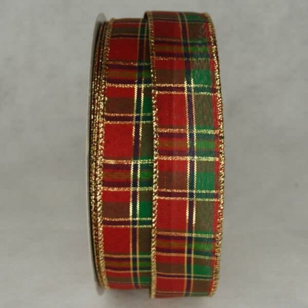 Ribbons Perfect Supplies for Tartan Plaid Christmas Ribbon 1 1/2" Wired 5 Yards #04040017 Red Green Combo for Crafts, Hair Bows, Gift Wrapping, Wedding Party Decoration and More