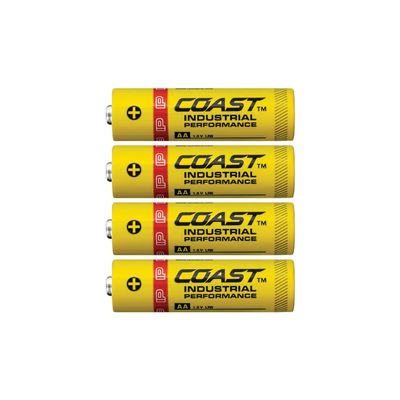 Coast 4 Pack AA Industrial Performance Alkaline Batteries, High-Performance