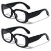 V.W.E. 2 Pairs Sleek Bold Women Anti Blue Light UV Blocker Reading Glasses Rectangular Reader (2 Black, 0.00, diopters) view 1