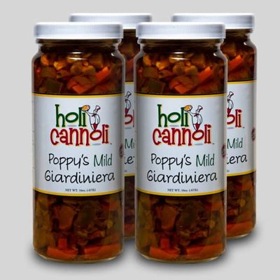 Holi Cannoli Poppy's Chicago-Style Mild Giardiniera - 16 Ounces (4 Pack) - Made in Chicago