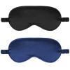 2Pack Silk Sleep Mask,Eye Mask for Sleeping,Elastic Blackout Eye Mask & Blindfold for Full Night's Sleep,Travel and Nap(Black+Navy Blue) view 1