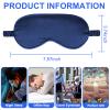 2Pack Silk Sleep Mask,Eye Mask for Sleeping,Elastic Blackout Eye Mask & Blindfold for Full Night's Sleep,Travel and Nap(Black+Navy Blue) view 2