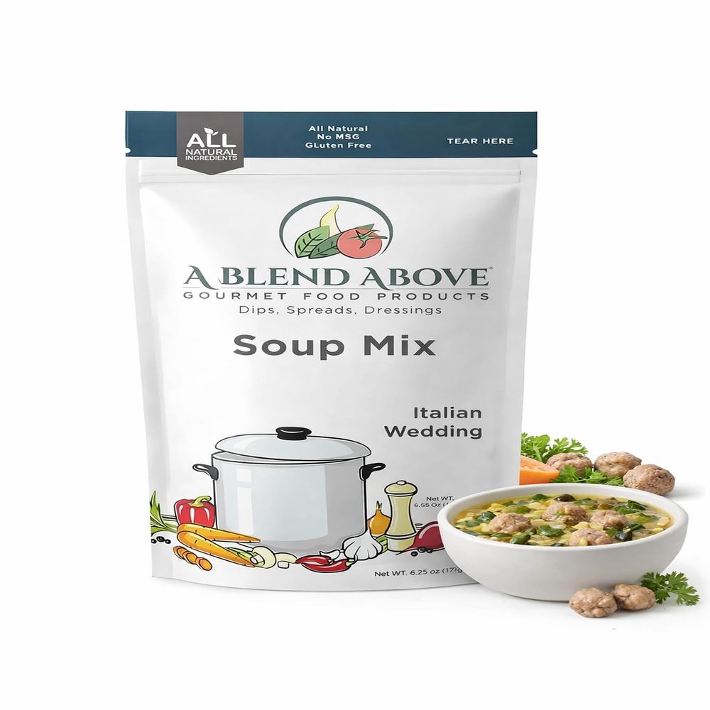 A Blend Above Italian Wedding Soup Mix, Vegan Friendly, All Natural, No MSG, No Preservatives, Low Sodium, 6 Servings, Easy to Make, Quick Cooking, Soup Mix, Homemade Delicious Soup