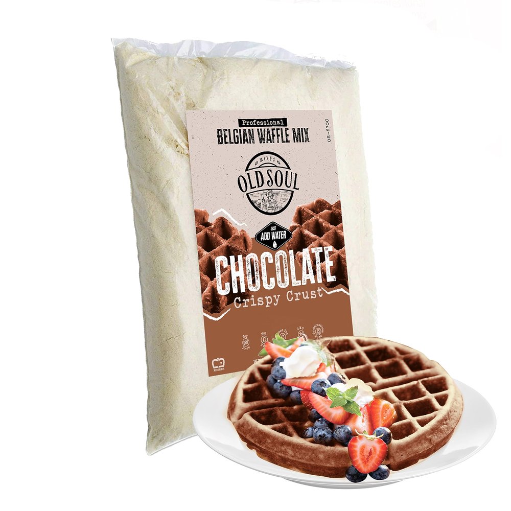 OldSoul Belgian Waffle Mix | Chocolate Flavour | Soy & Nut free | Belgian Batter Mix | 5 lbs | 28 Waffles (Chocolate)