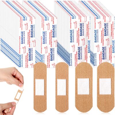 400 Pcs Bandages Bulk Various Sizes Food Service Waterproof Adhesive Bandages Sterile Processing Non Stick Strips Pad for First Aid & Wound Care Protection(2 Styles)