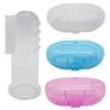 Gadgetime USA Baby Finger Toothbrush Set - Silicone Toddler Toothbrush with 3 Cases in Blue, Pink & Clear - Newborn Oral Massager view 1