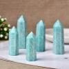 1pc Natural Crystal Healing Obelisk Quartz Wand Green Ornament for Home Decor Reiki Energy Stone Pyramid,Amazonite,60-70mm view 3