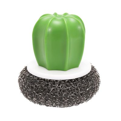 Cactus Shaped Brush with Handle Remover Detachable Dish Bowl Ball Dish Pot Sink Washing Tool Kitchen Scrubber for Kitchen Black