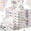 Yinder 24 Packs 960 Sheets Tissue Cube Car Facial Boxes Disposable Facial Travel Tissues Holder Soft Watercolor Boxes 2 Ply 40 Sheets for Wedding Household Car Kitchen Bathroom(Flower) view 1