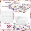 Yinder 24 Packs 960 Sheets Tissue Cube Car Facial Boxes Disposable Facial Travel Tissues Holder Soft Watercolor Boxes 2 Ply 40 Sheets for Wedding Household Car Kitchen Bathroom(Flower) view 3