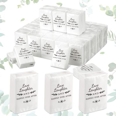 50 Pack Happy Tears Tissues Packs for Wedding Bulk Facial Tissues Items for Guests Welcome Bags Pocket Paper 3 Ply Individual Mini Travel Tissue Packs for Wedding Graduation Party Ceremony(Classic)