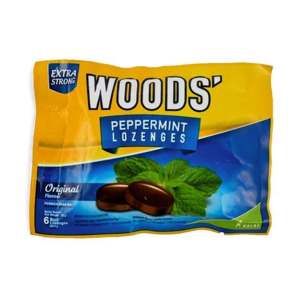 Woods Peppermint Lozenges Strong - Original, 4 Sachets (@ 6 Lozenges)