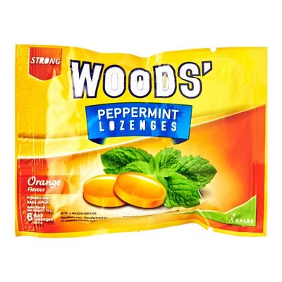 Woods Peppermint Lozenges Strong - Orange, 4 Sachets (@ 6 Lozenges)