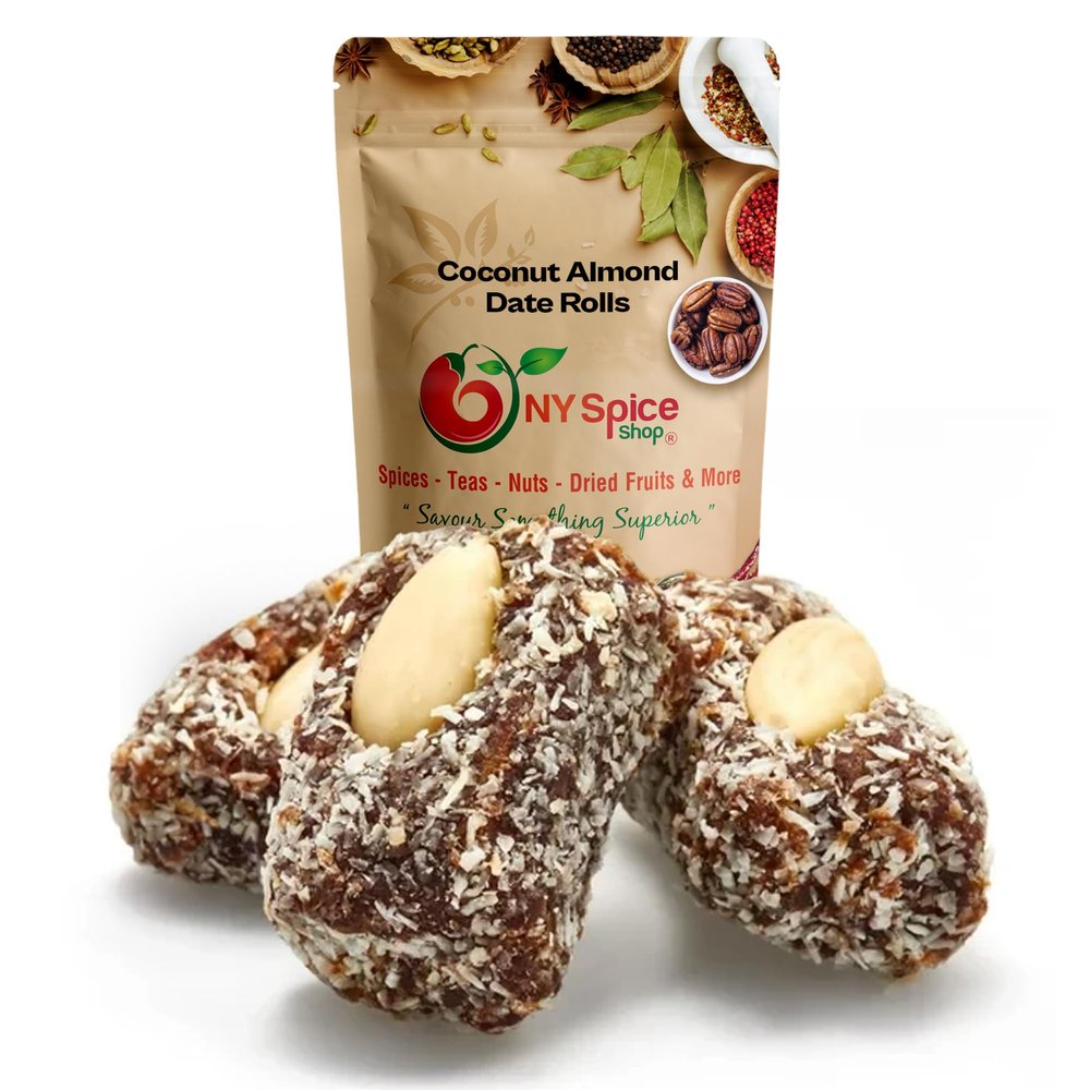 NY Spice Shop Dried Coconut Dates - 5 Pound Coconut Almond Date Rolls - Sweet Fruit Almond Dried Dates - Coconut and Almond Fresh Dates - Good Source of Fiber Healthy Chewy Dry Dates
