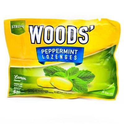 Woods Peppermint Lozenges Strong - Lemon, 4 Sachets (@ 6 Lozenges)