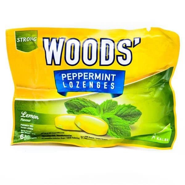 Woods Peppermint Lozenges Strong - Lemon, 4 Sachets (@ 6 Lozenges)
